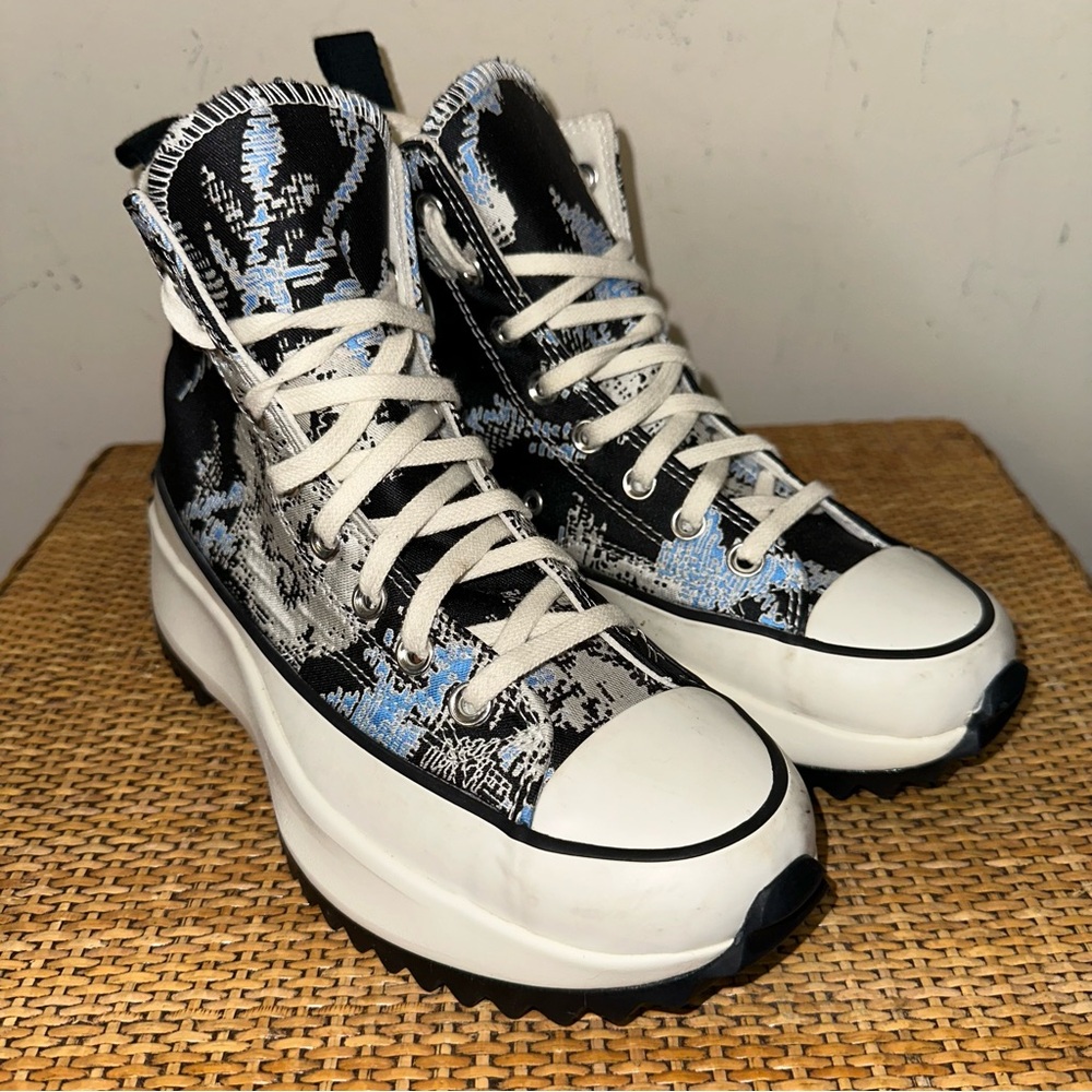 Converse Adults Women’s 8.5 Run Star Hike Hi Hybrid Floral Saturn Blue Black Y2K